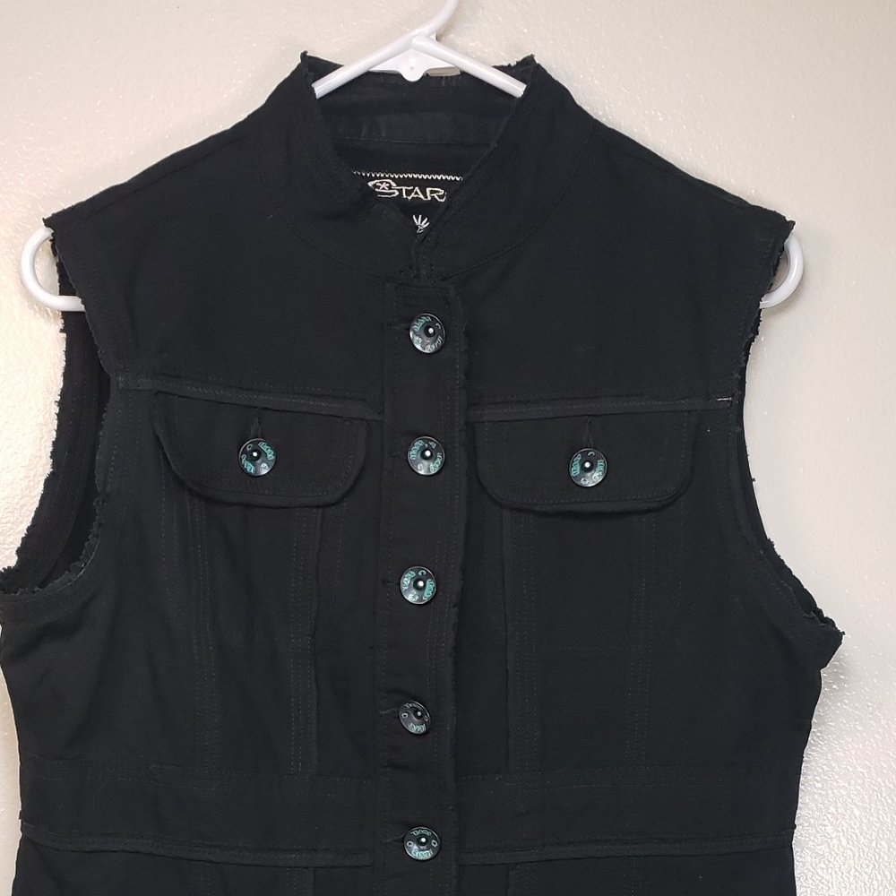 Star black denim vest